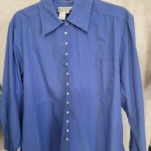 Coldwater Creek Blue Button Womens Shirt Size Petite L